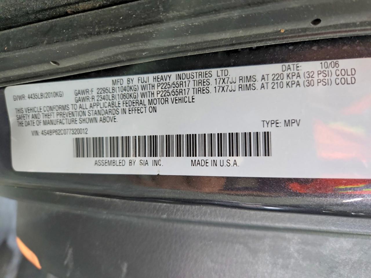 2007 SUBARU OUTBACK