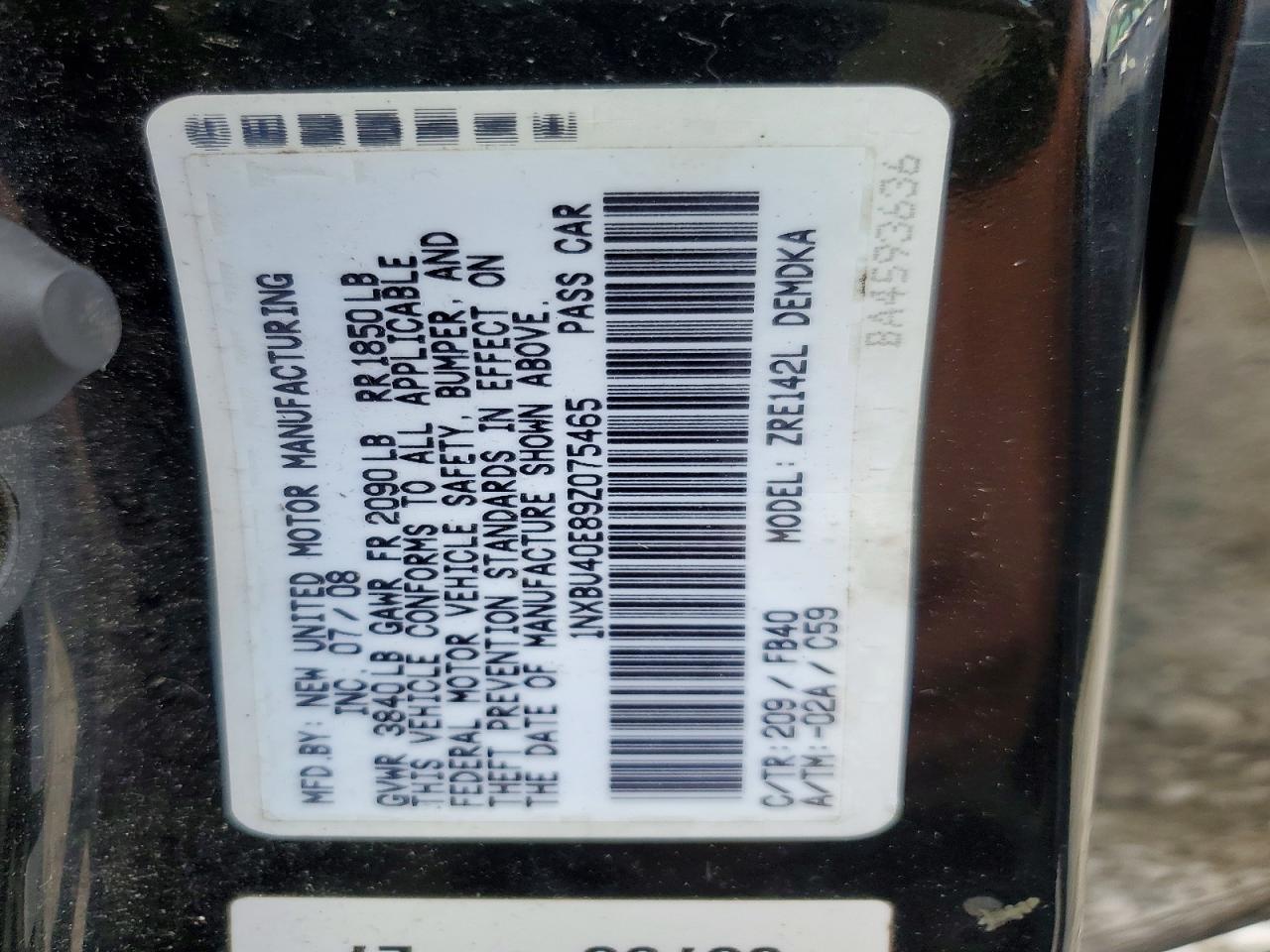 2009 TOYOTA COROLLA