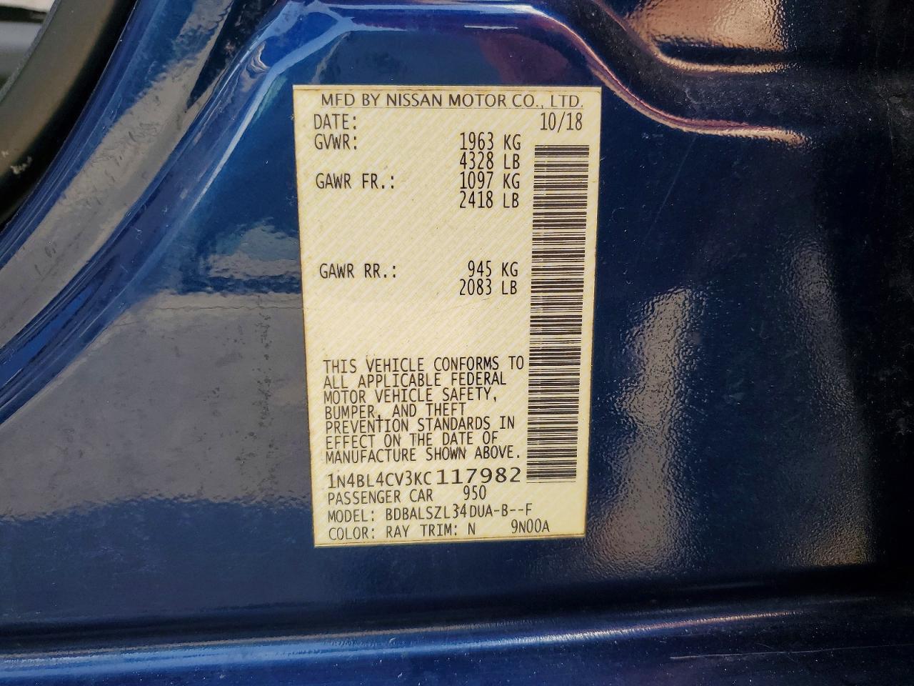 2019 NISSAN ALTIMA