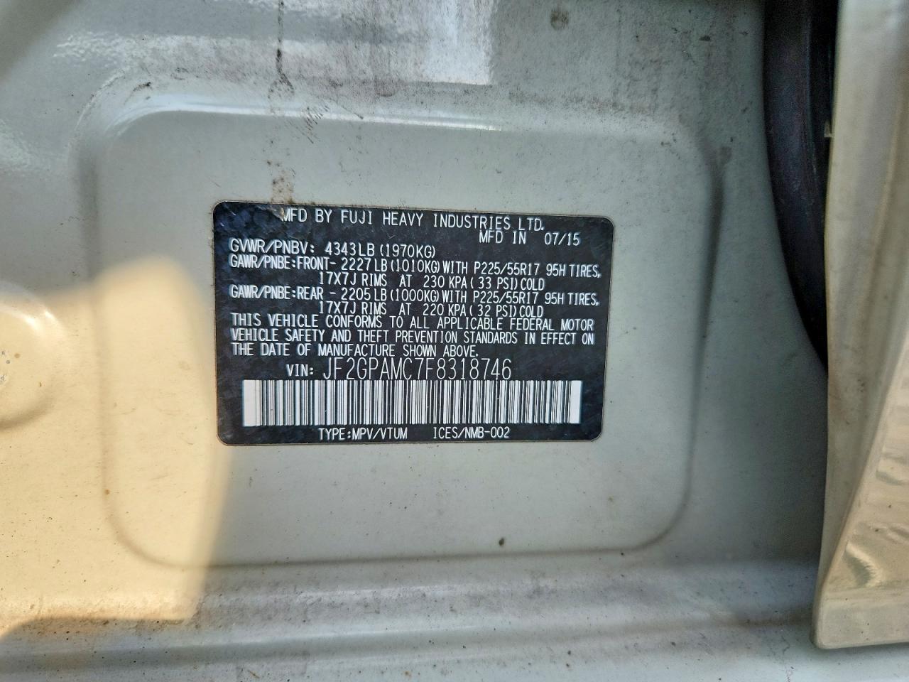 2015 SUBARU XV