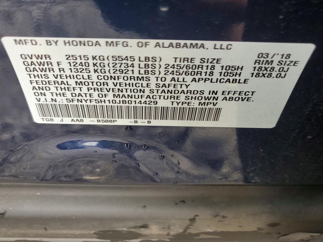 2018 HONDA PILOT