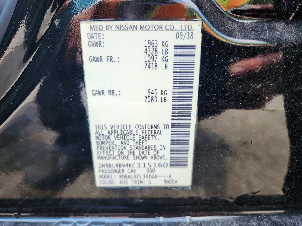 2019 NISSAN ALTIMA