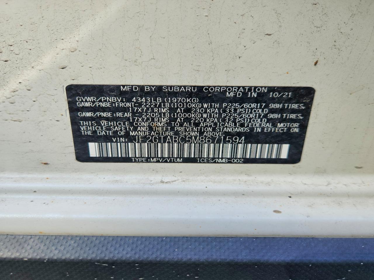 2021 SUBARU CROSSTREK