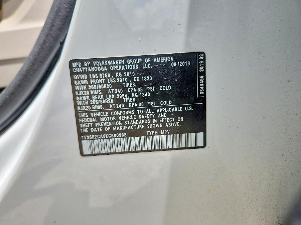 2019 VOLKSWAGEN ATLAS