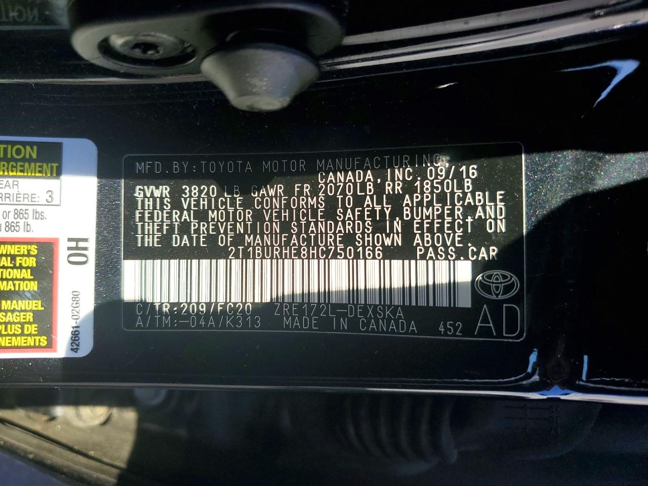 2017 TOYOTA COROLLA