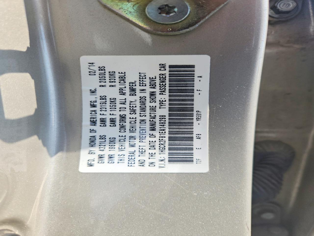 2014 HONDA ACCORD