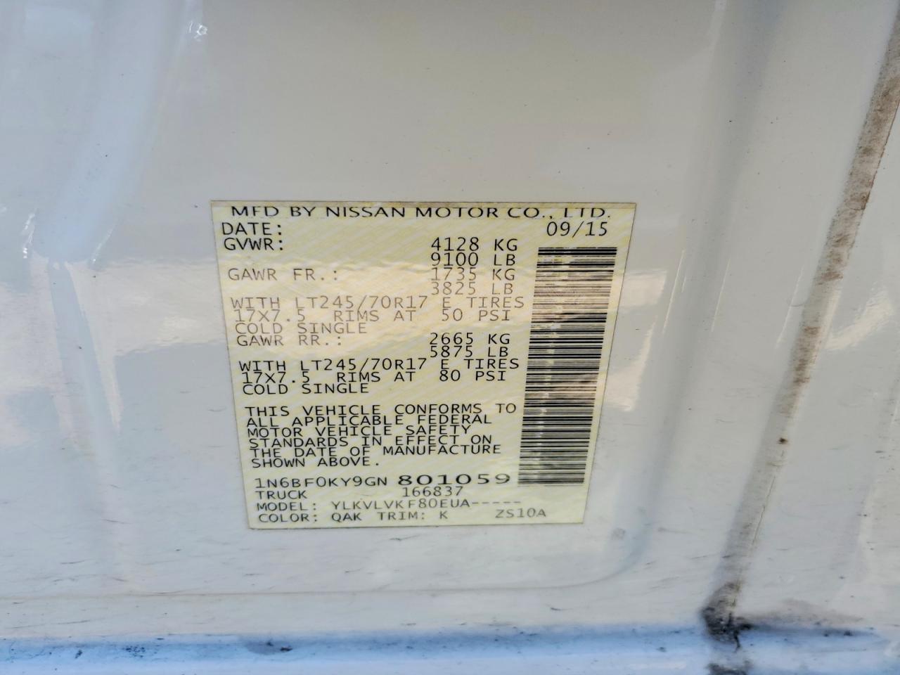2016 NISSAN NV