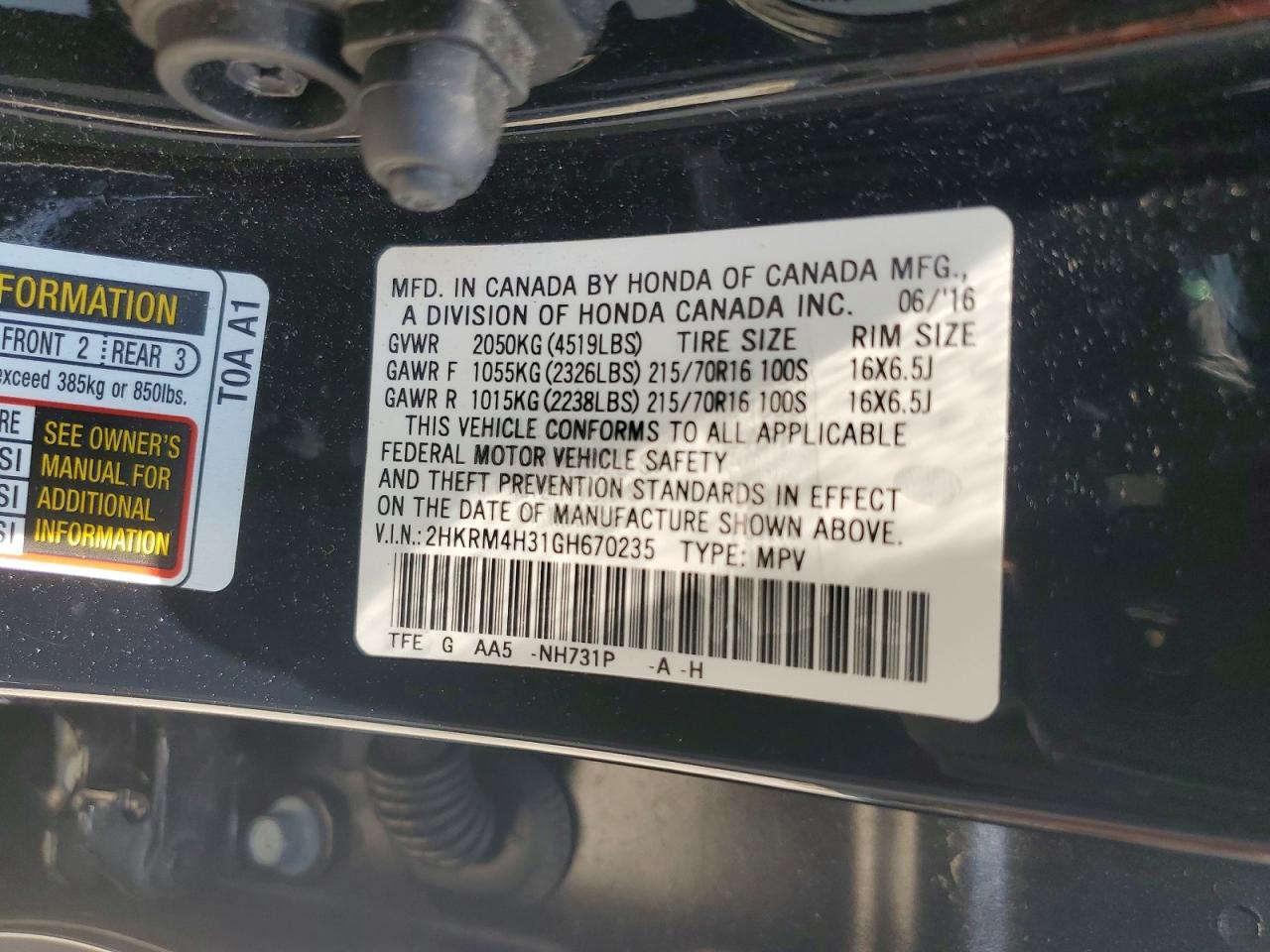 2016 HONDA CRV