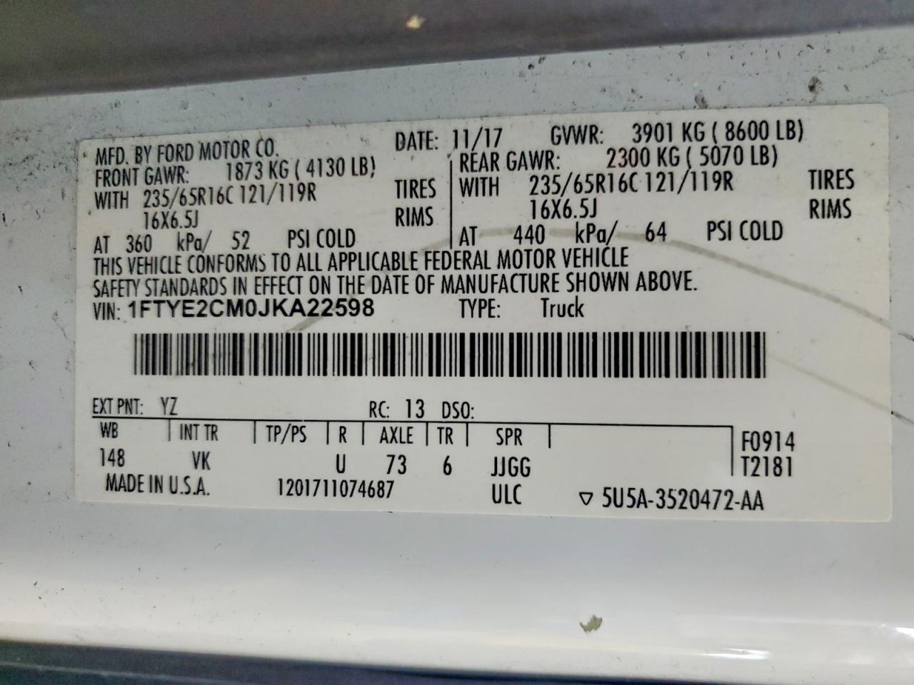 2018 FORD TRANSIT