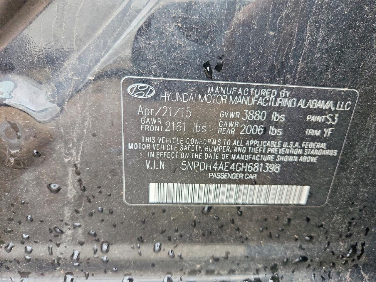 2016 HYUNDAI ELANTRA