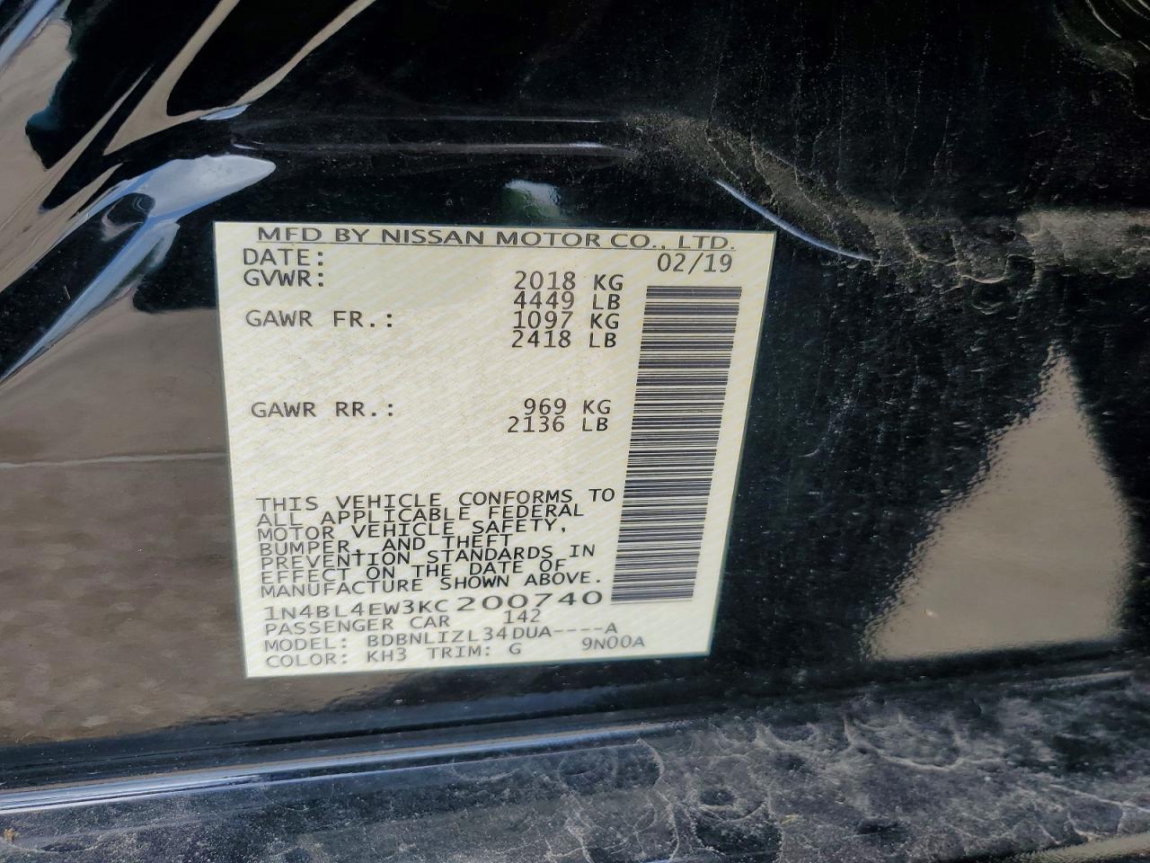 2019 NISSAN ALTIMA