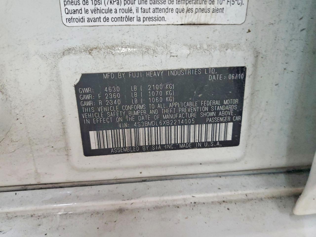 2011 SUBARU LEGACY