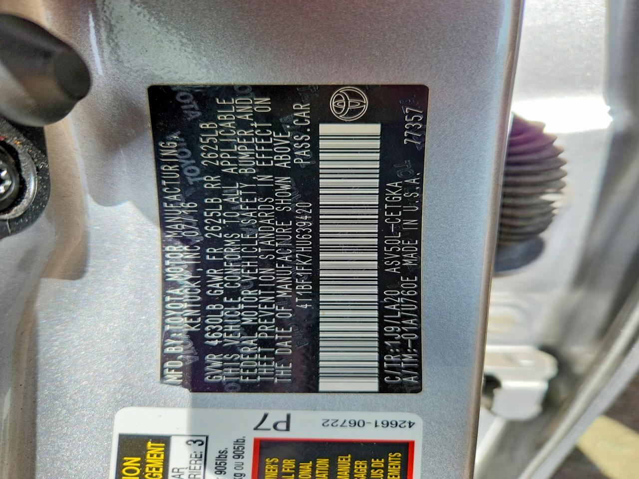 2017 TOYOTA CAMRY