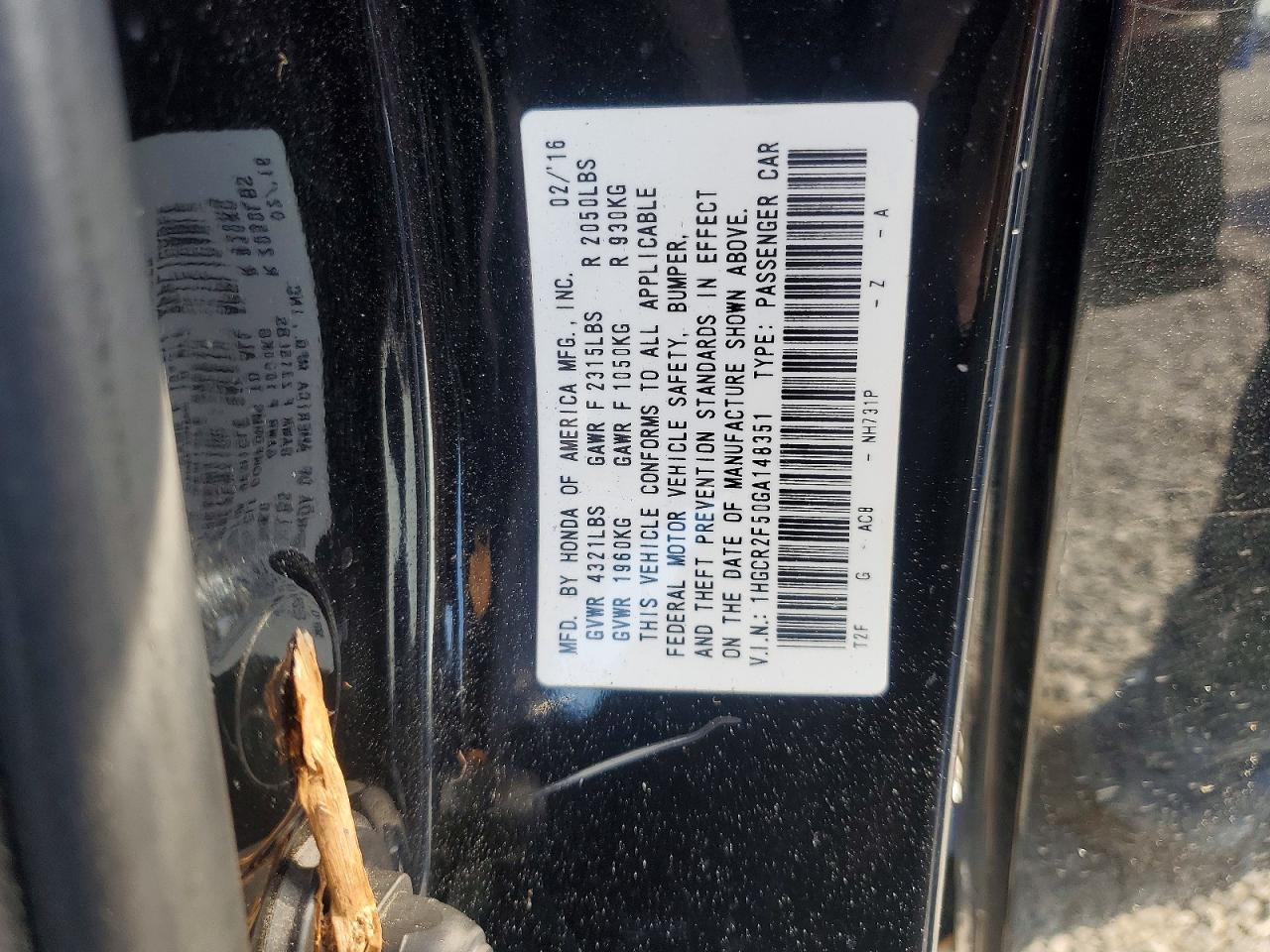 2016 HONDA ACCORD