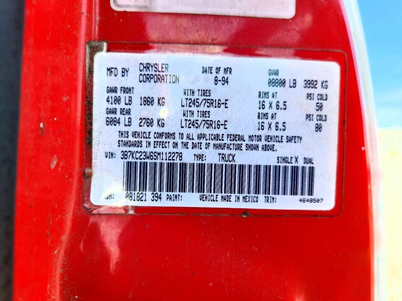 1995 DODGE RAM 2500