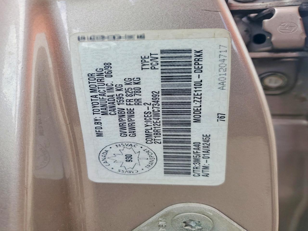 1998 TOYOTA COROLLA