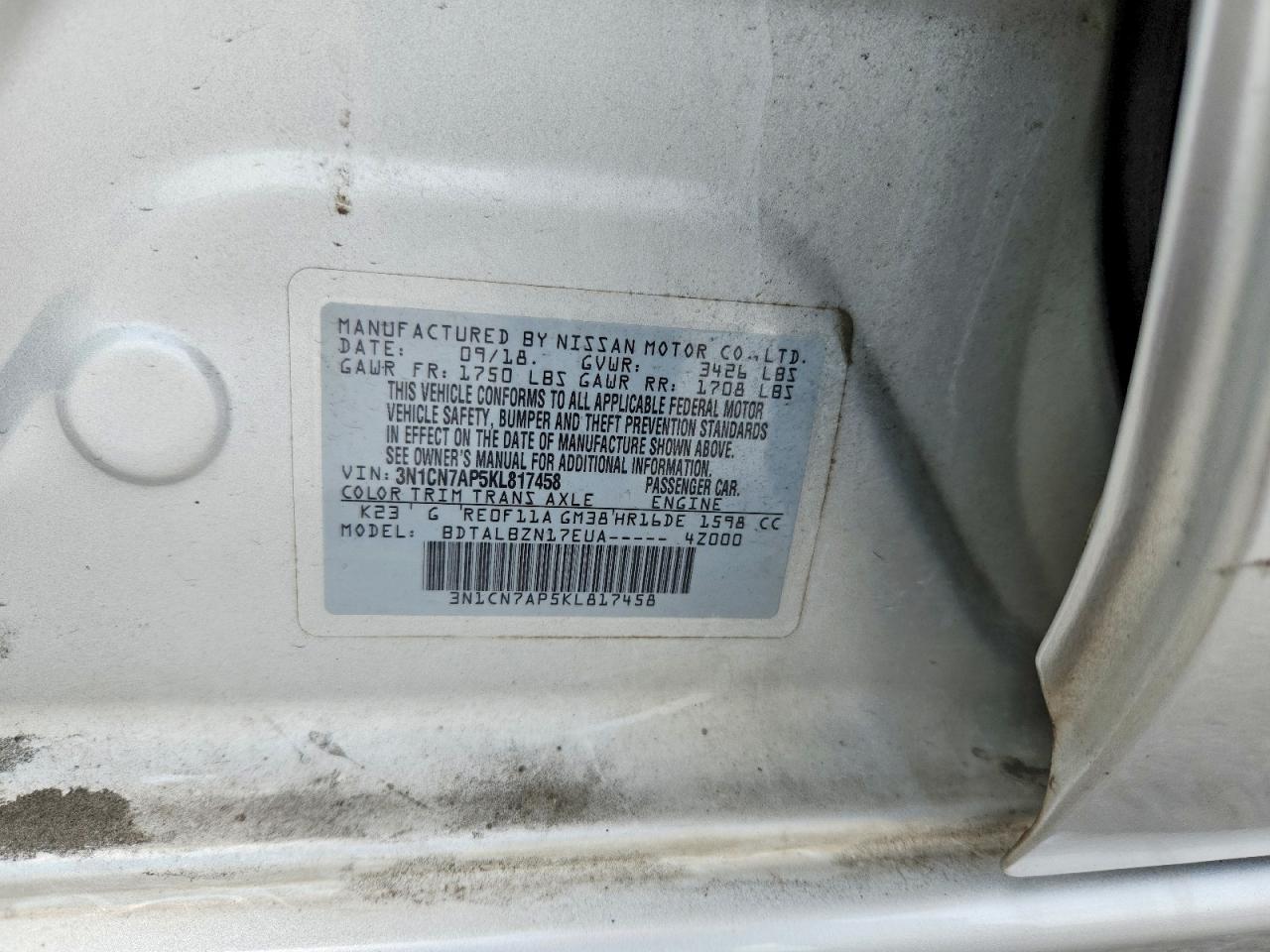 2019 NISSAN VERSA