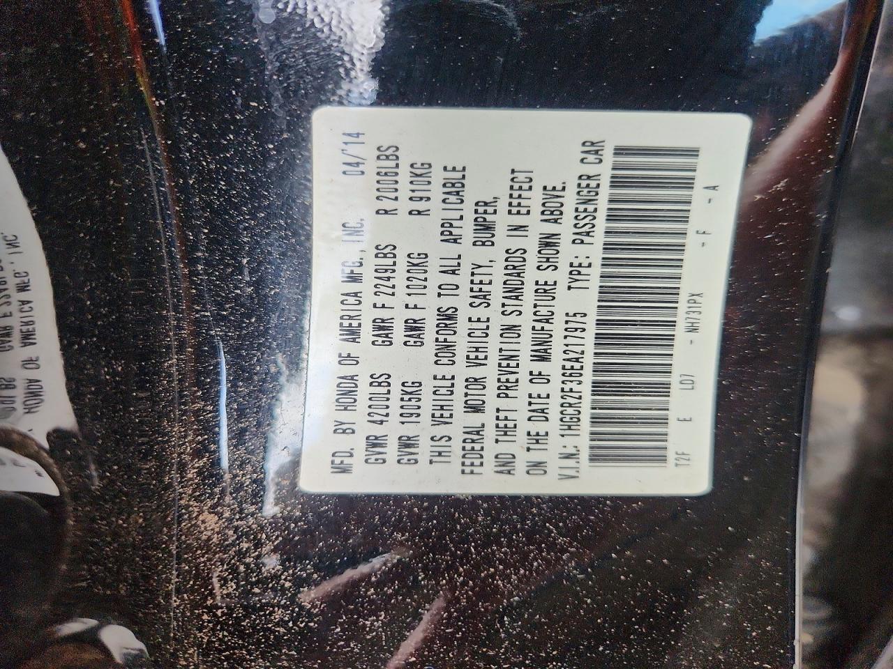 2014 HONDA ACCORD