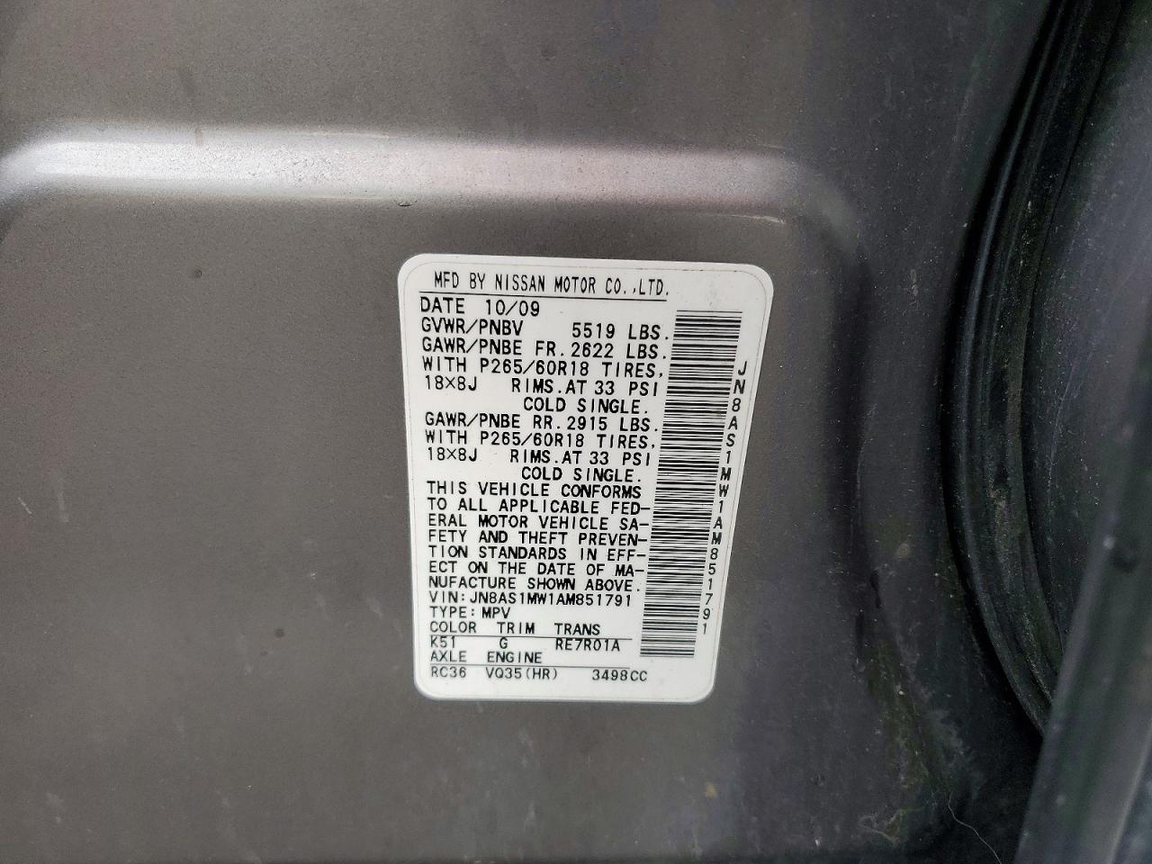 2010 INFINITI FX35 BASE