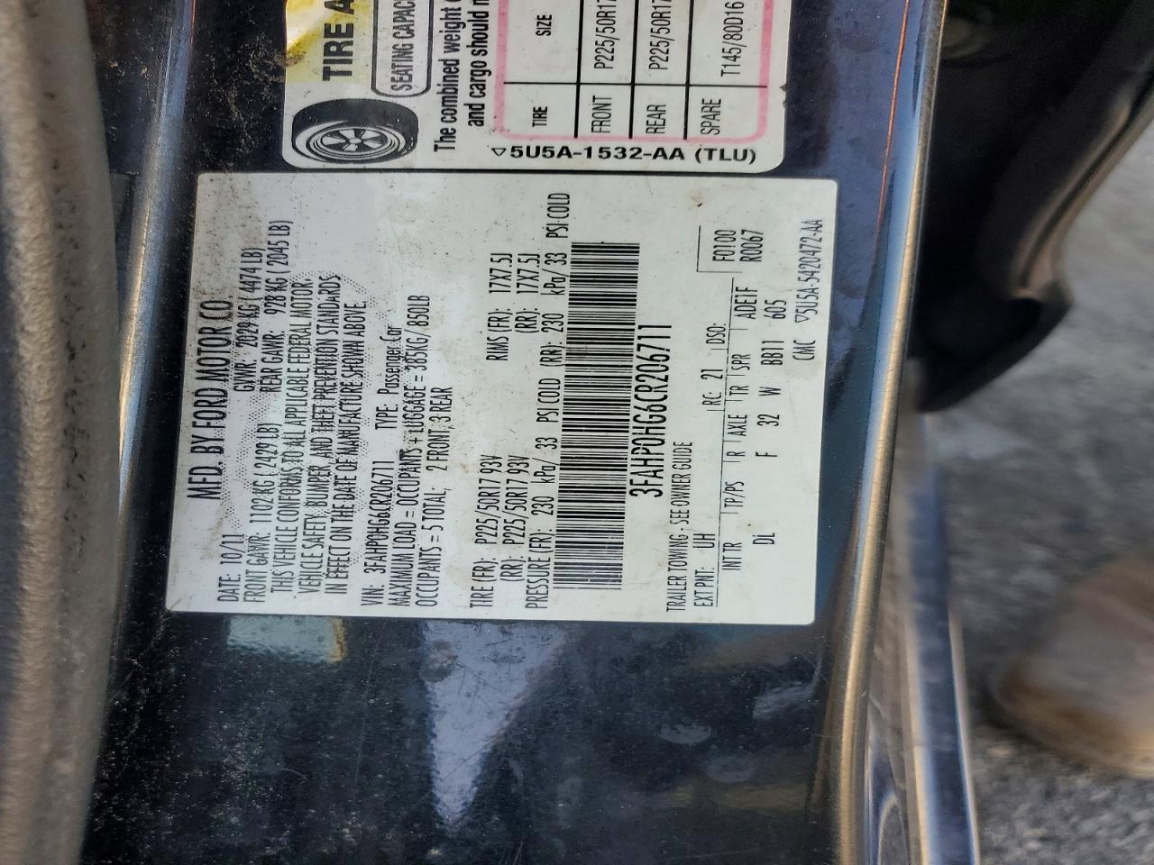 2012 FORD FUSION