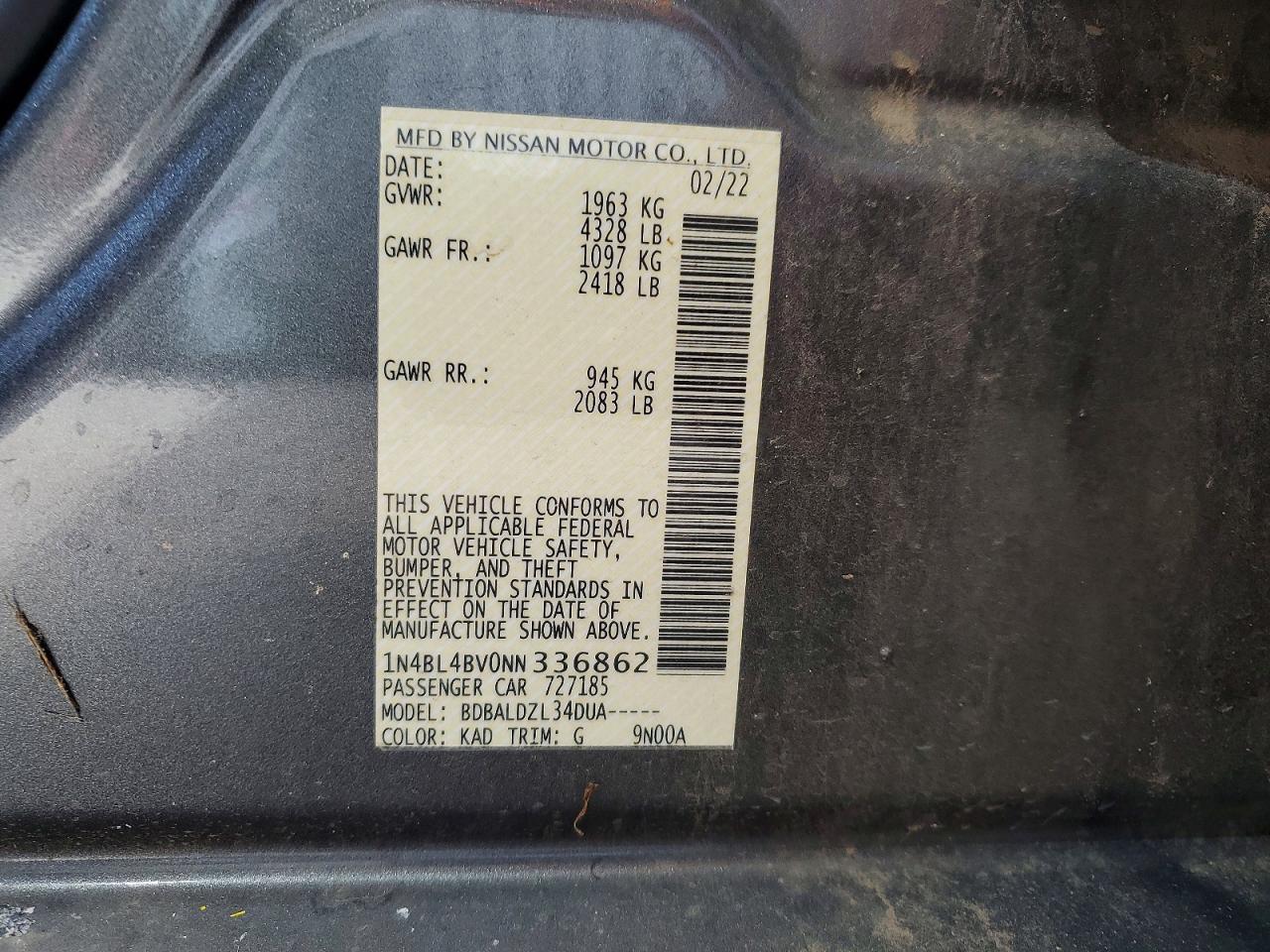 2022 NISSAN ALTIMA
