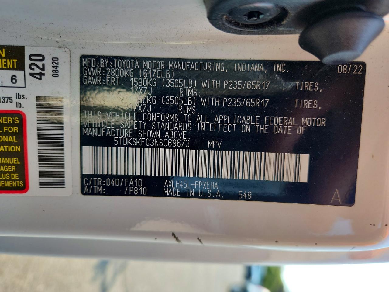 2022 TOYOTA SIENNA