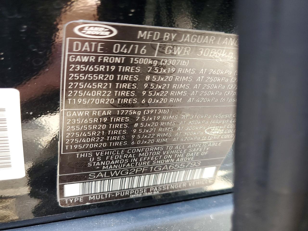 2016 LAND ROVER RANGEROVER