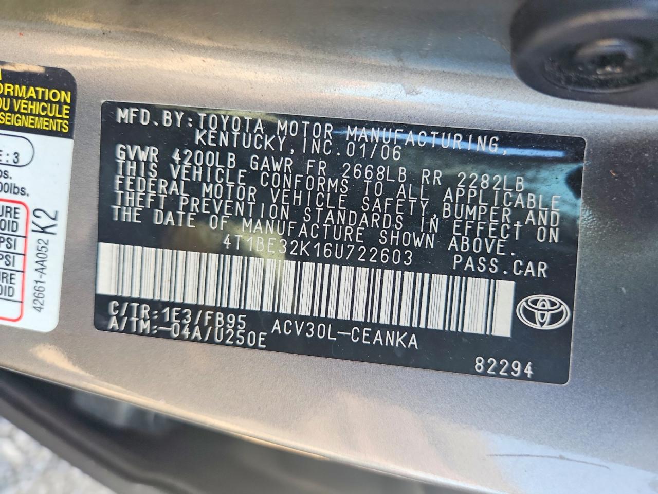 2006 TOYOTA CAMRY