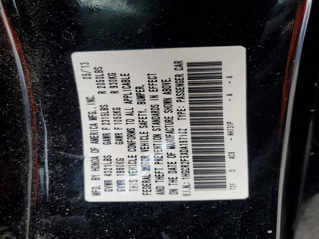2013 HONDA ACCORD