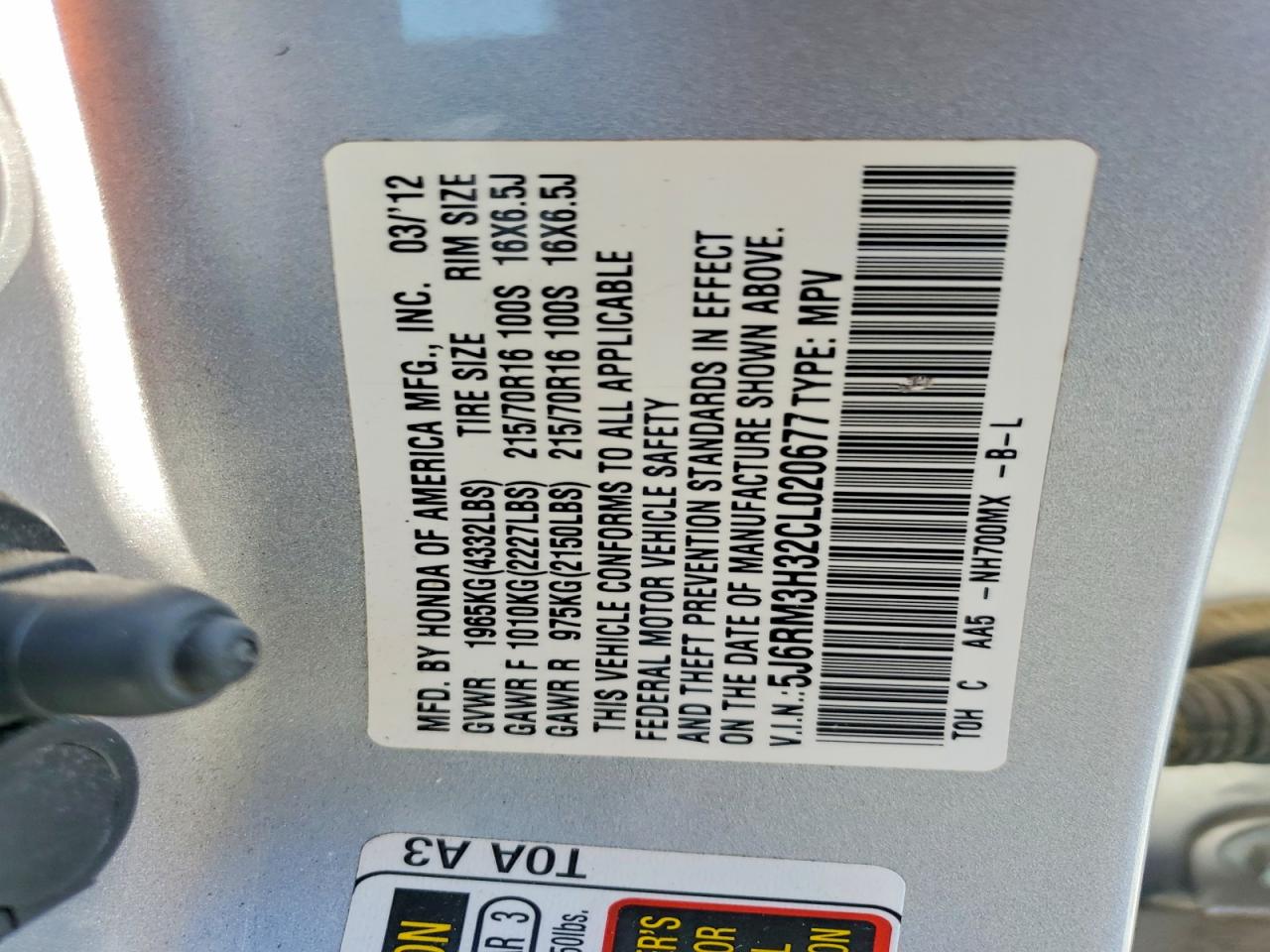2012 HONDA CRV