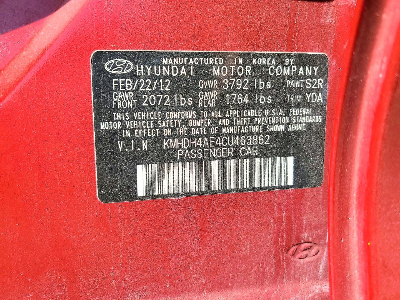 2012 HYUNDAI ELANTRA