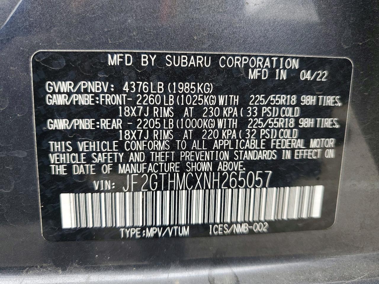 2022 SUBARU CROSSTREK