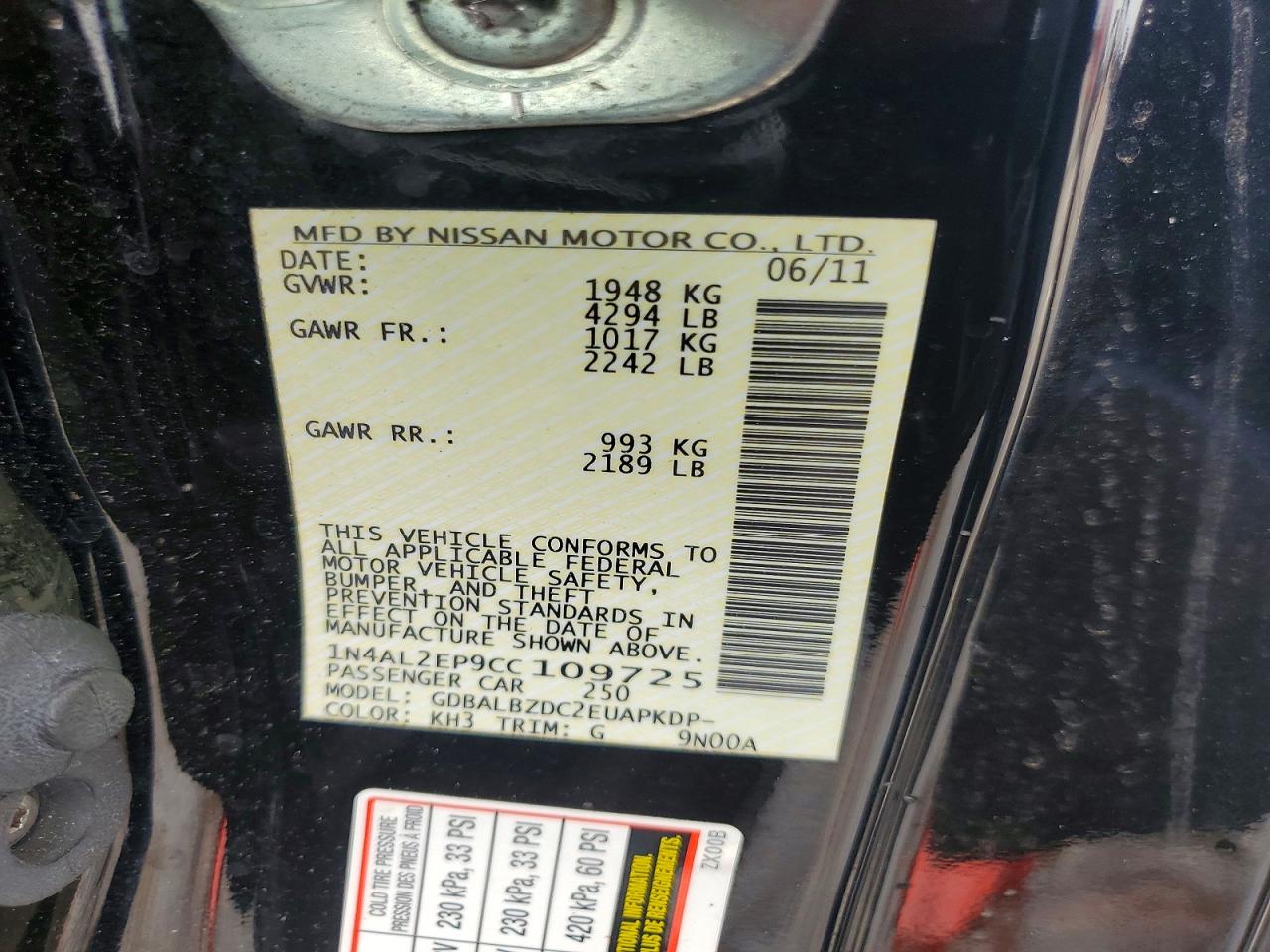 2012 NISSAN ALTIMA