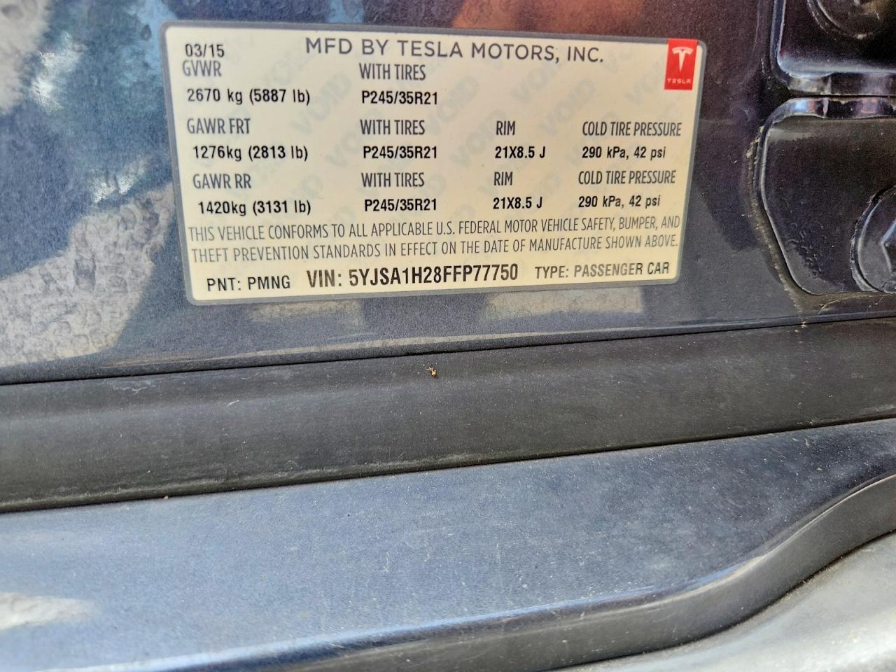 2015 TESLA MODEL S