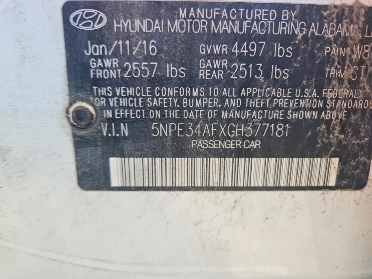 2016 HYUNDAI SONATA
