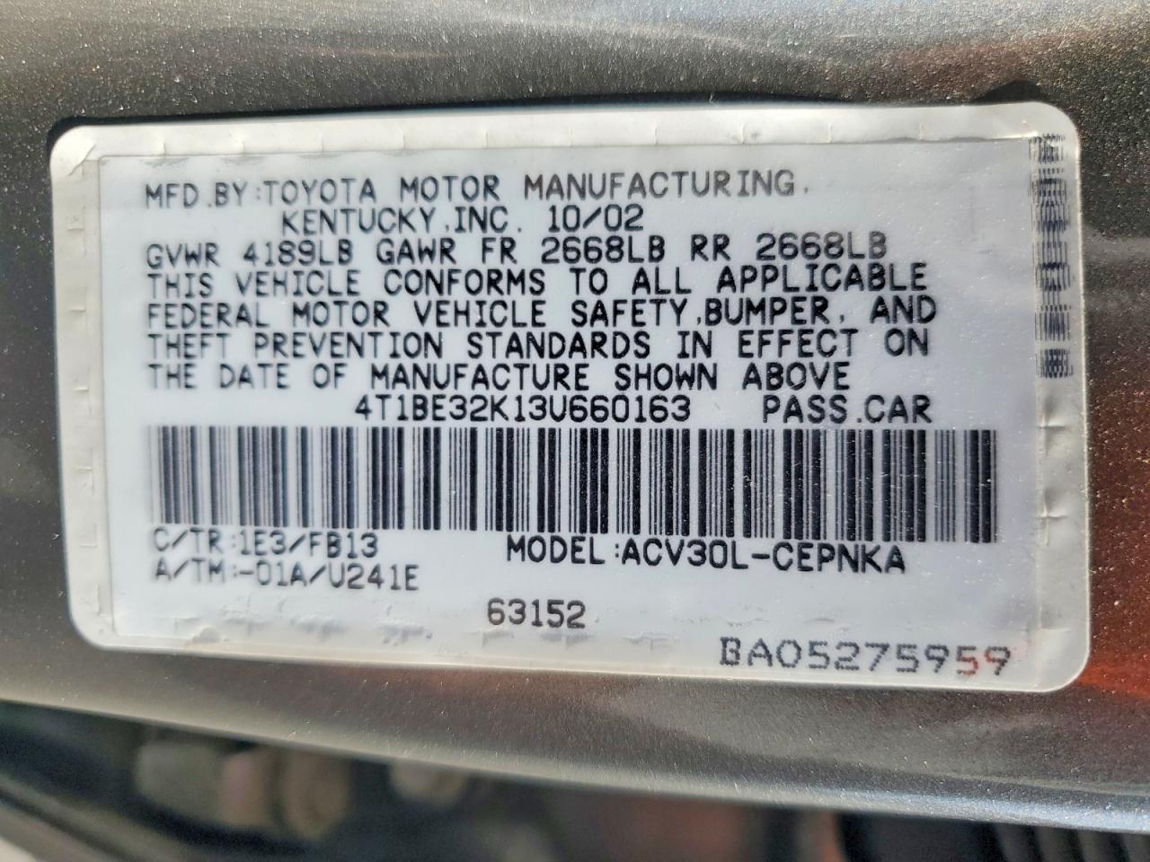 2003 TOYOTA CAMRY
