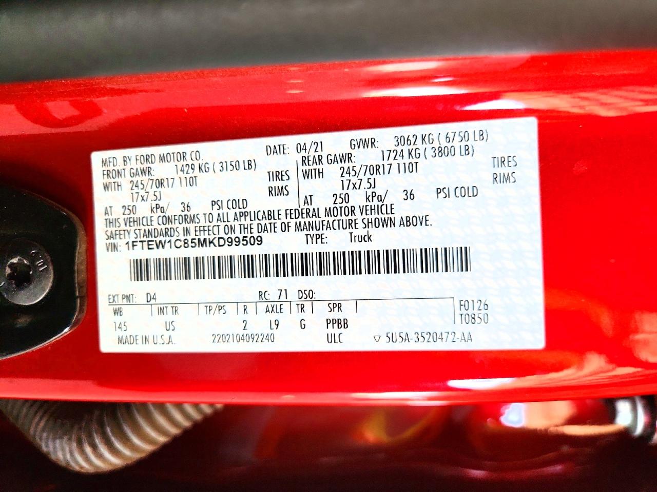 2021 FORD F150