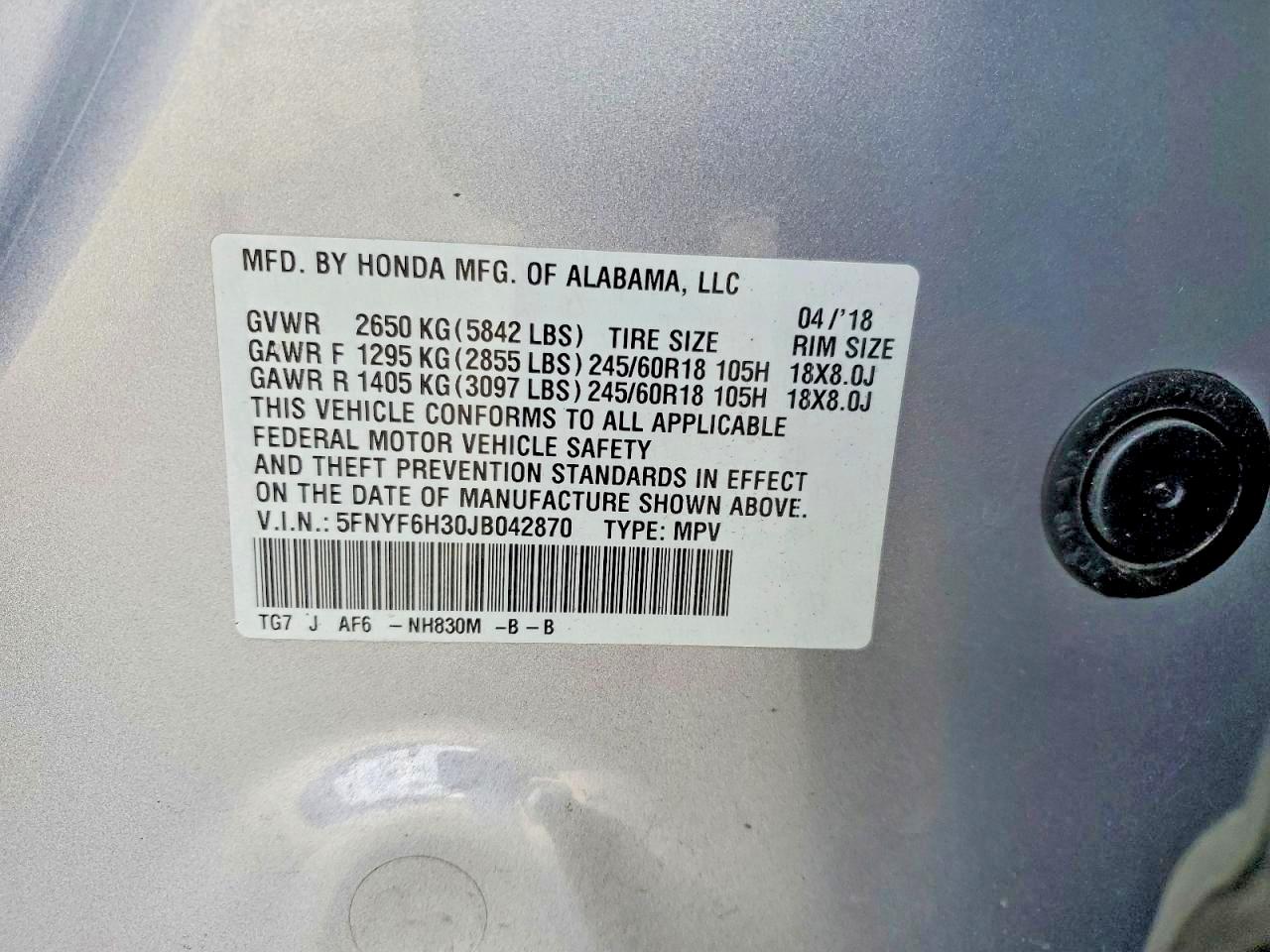 2018 HONDA PILOT
