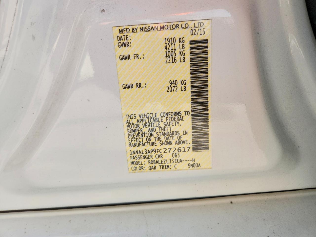 2015 NISSAN ALTIMA