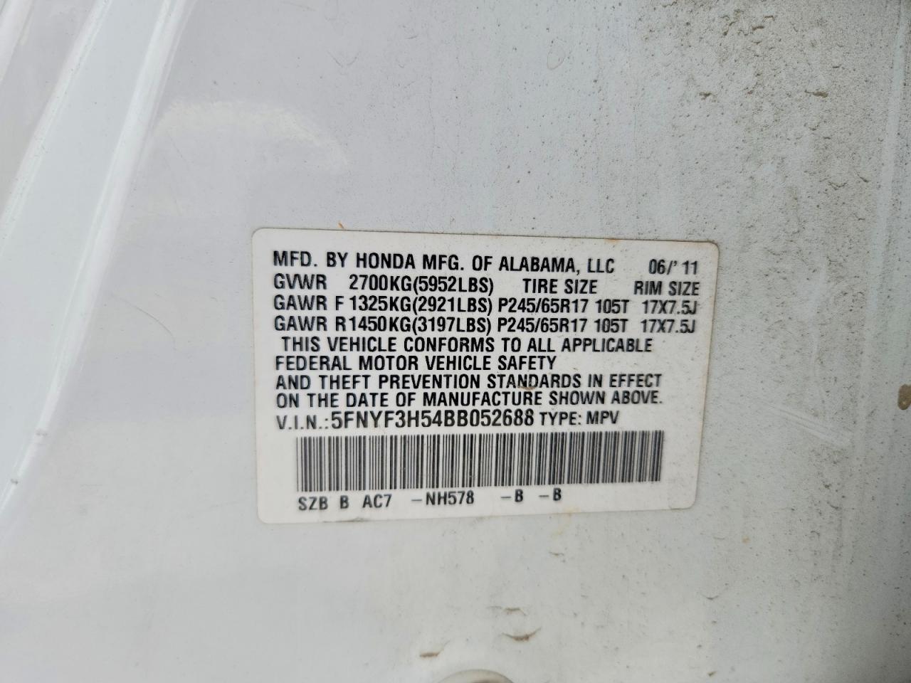 2011 HONDA PILOT