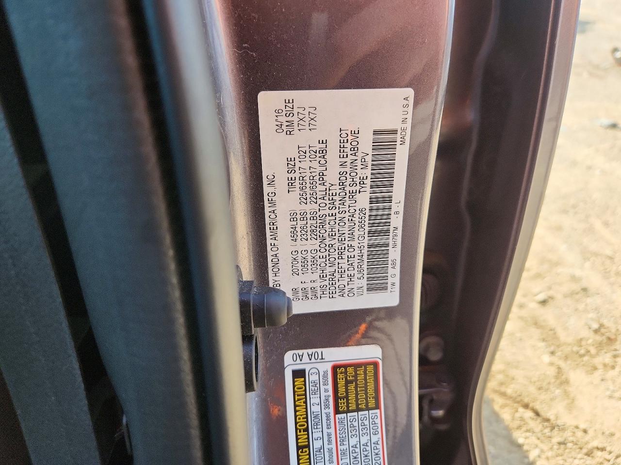 2016 HONDA CRV