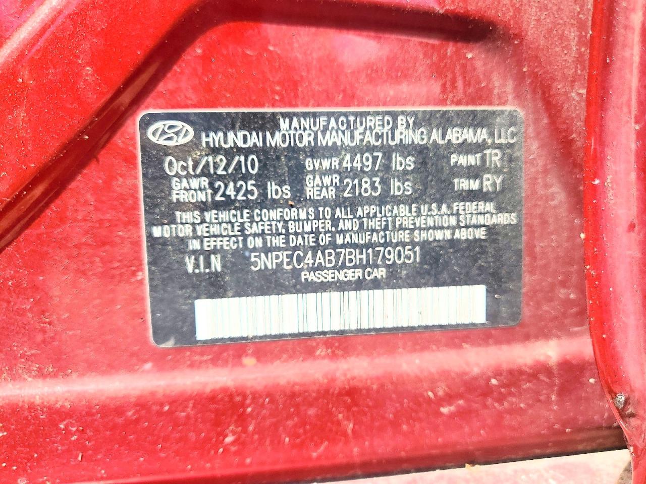 2011 HYUNDAI SONATA