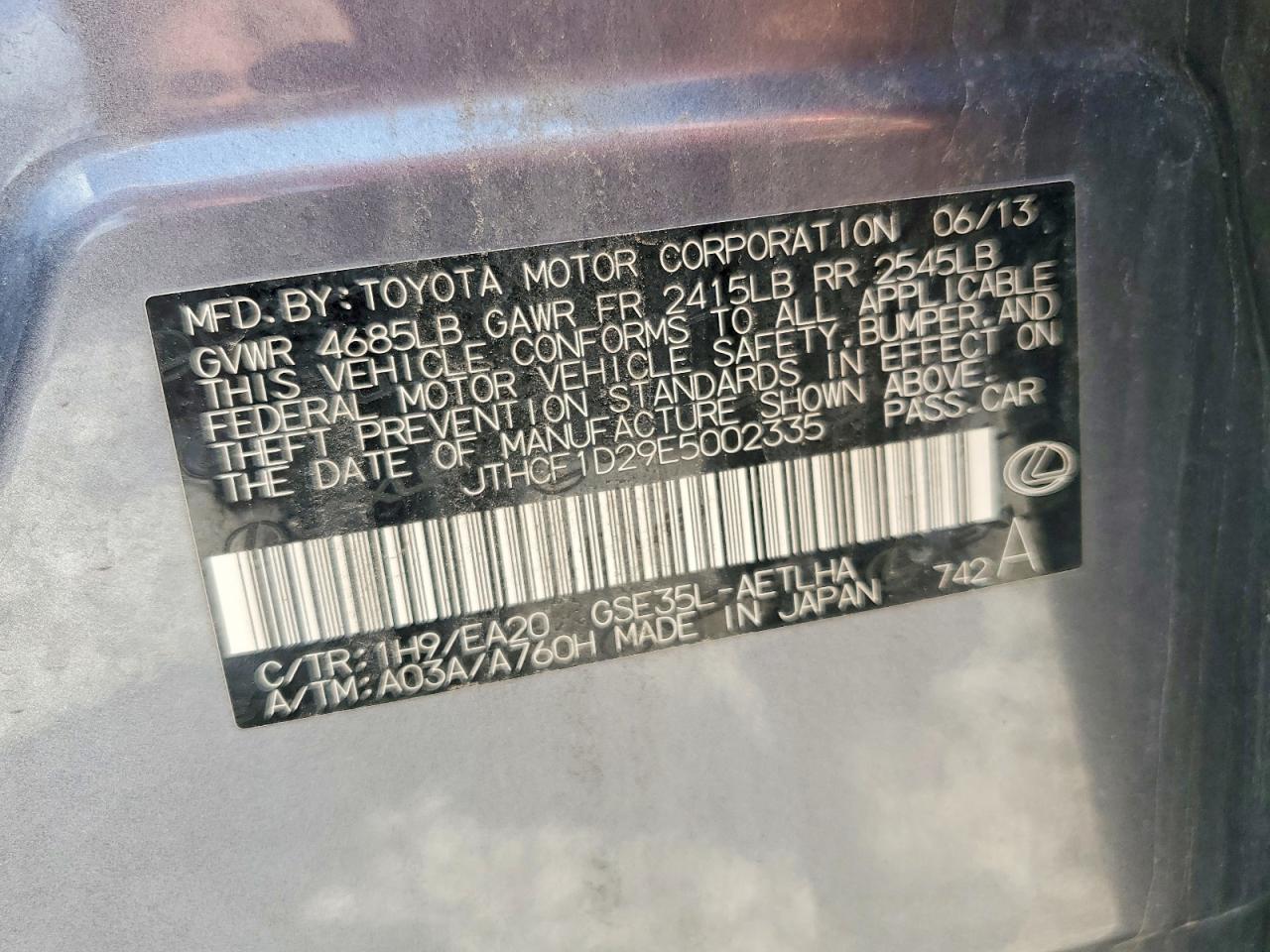 2014 LEXUS IS