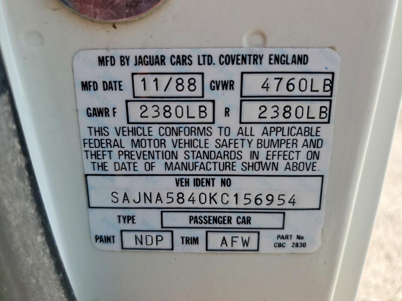 1989 JAGUAR XJS