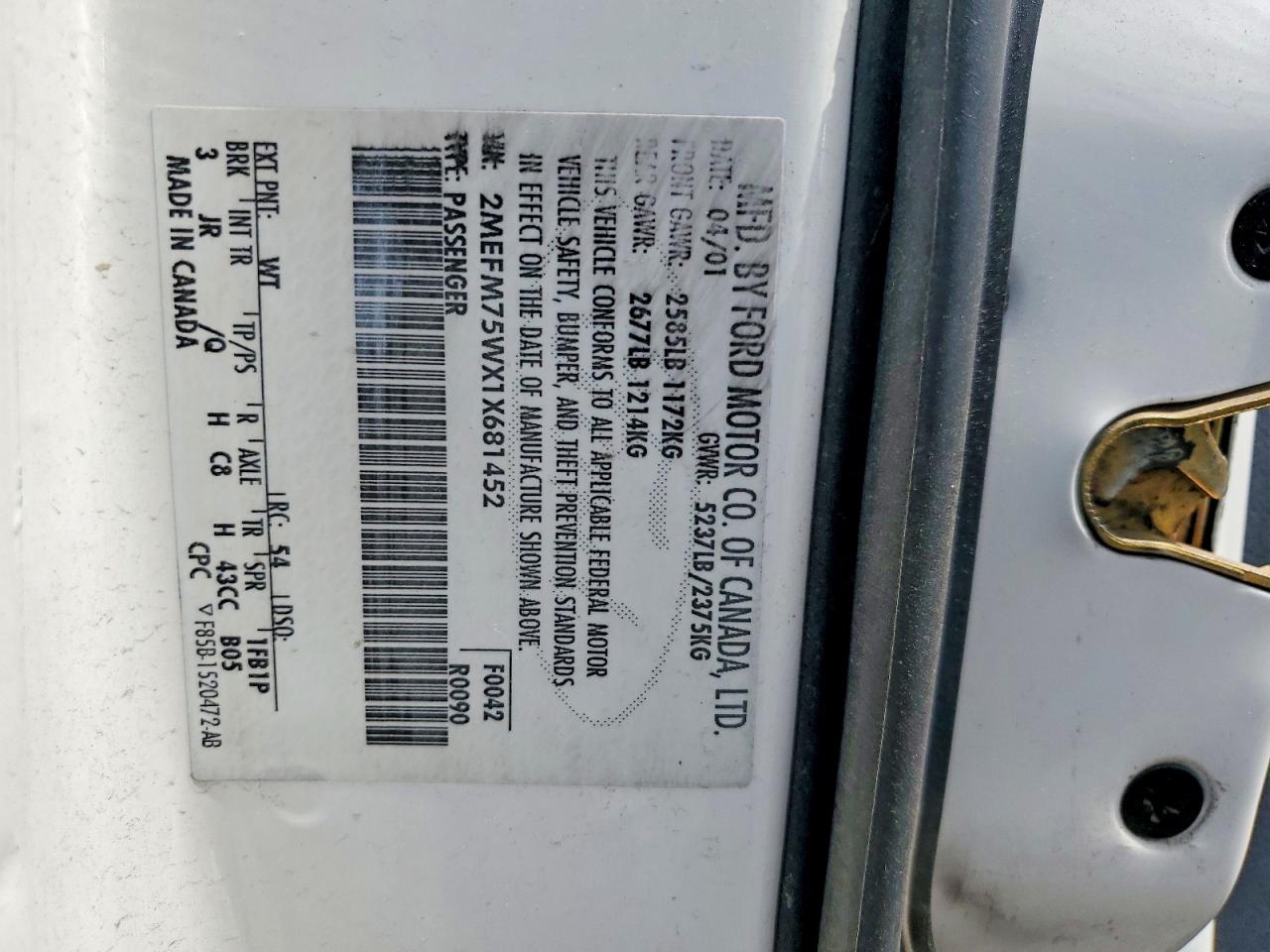2001 MERCURY GRMARQUIS