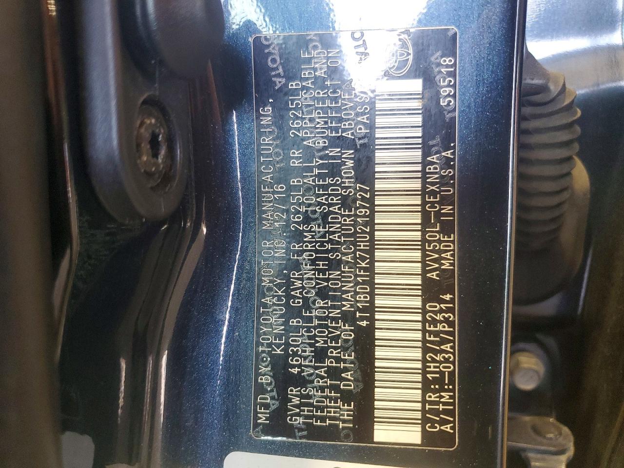 2017 TOYOTA CAMRY SOLA