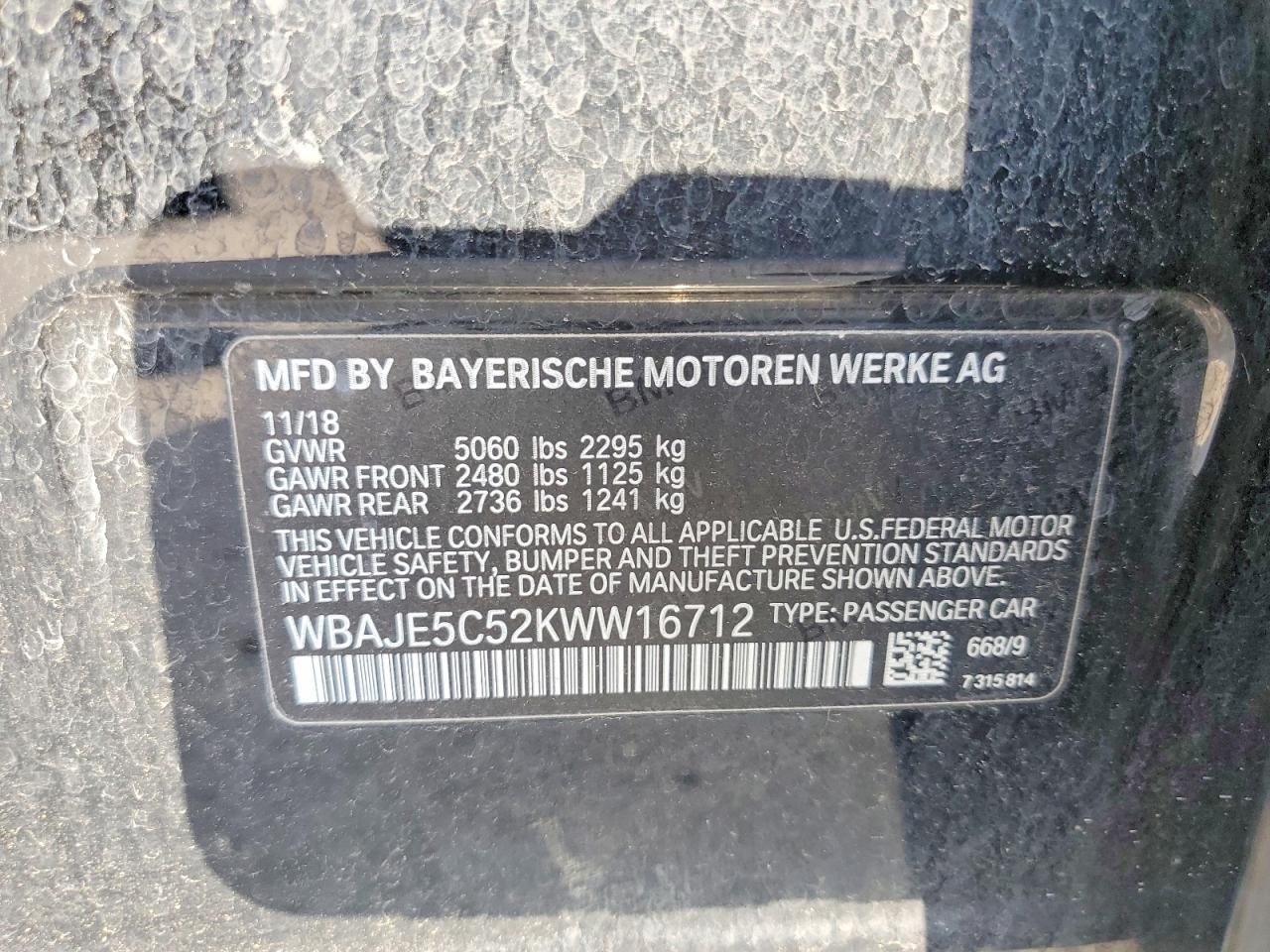 2019 BMW 5 SERIES
