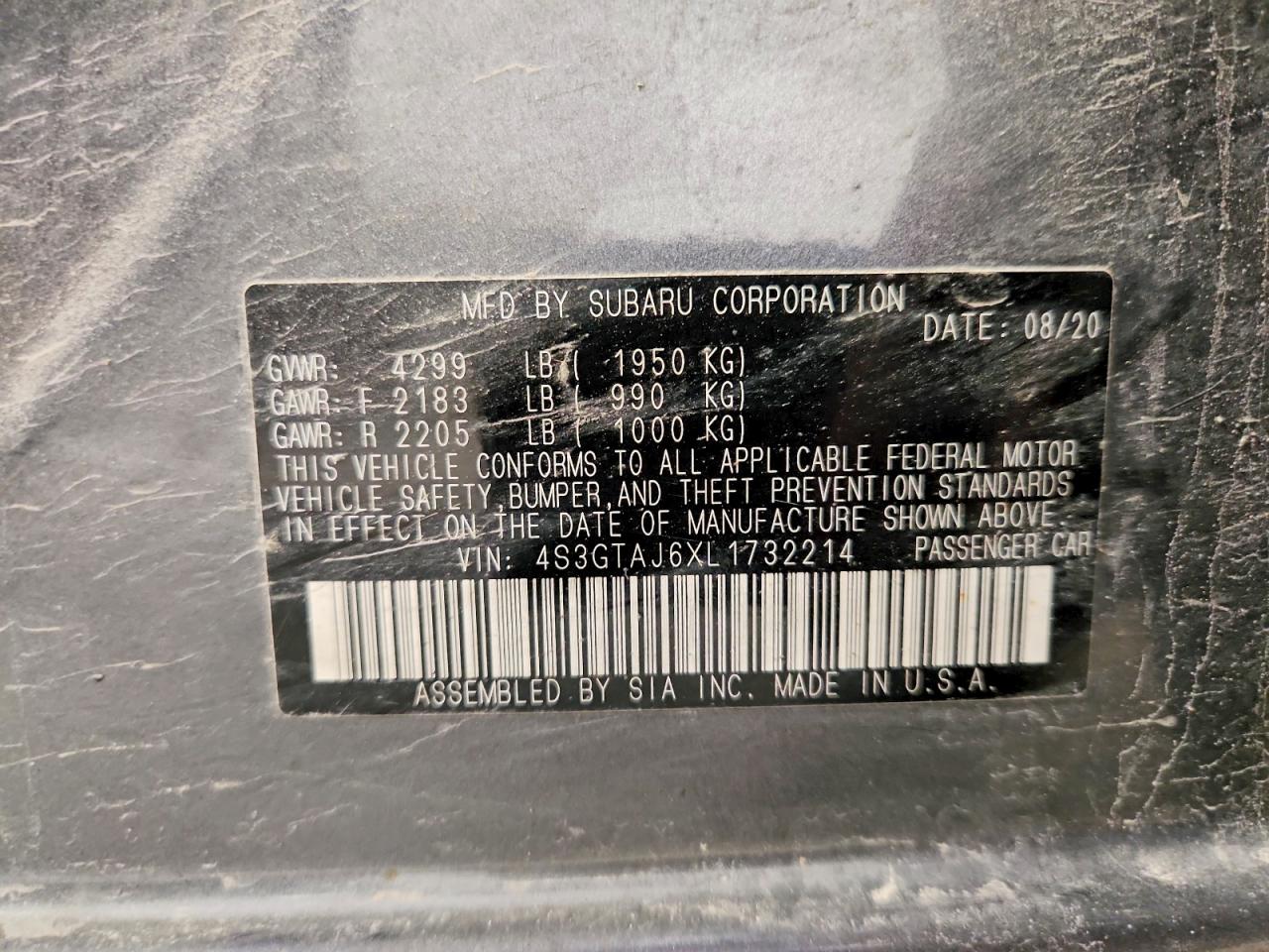 2020 SUBARU IMPREZA