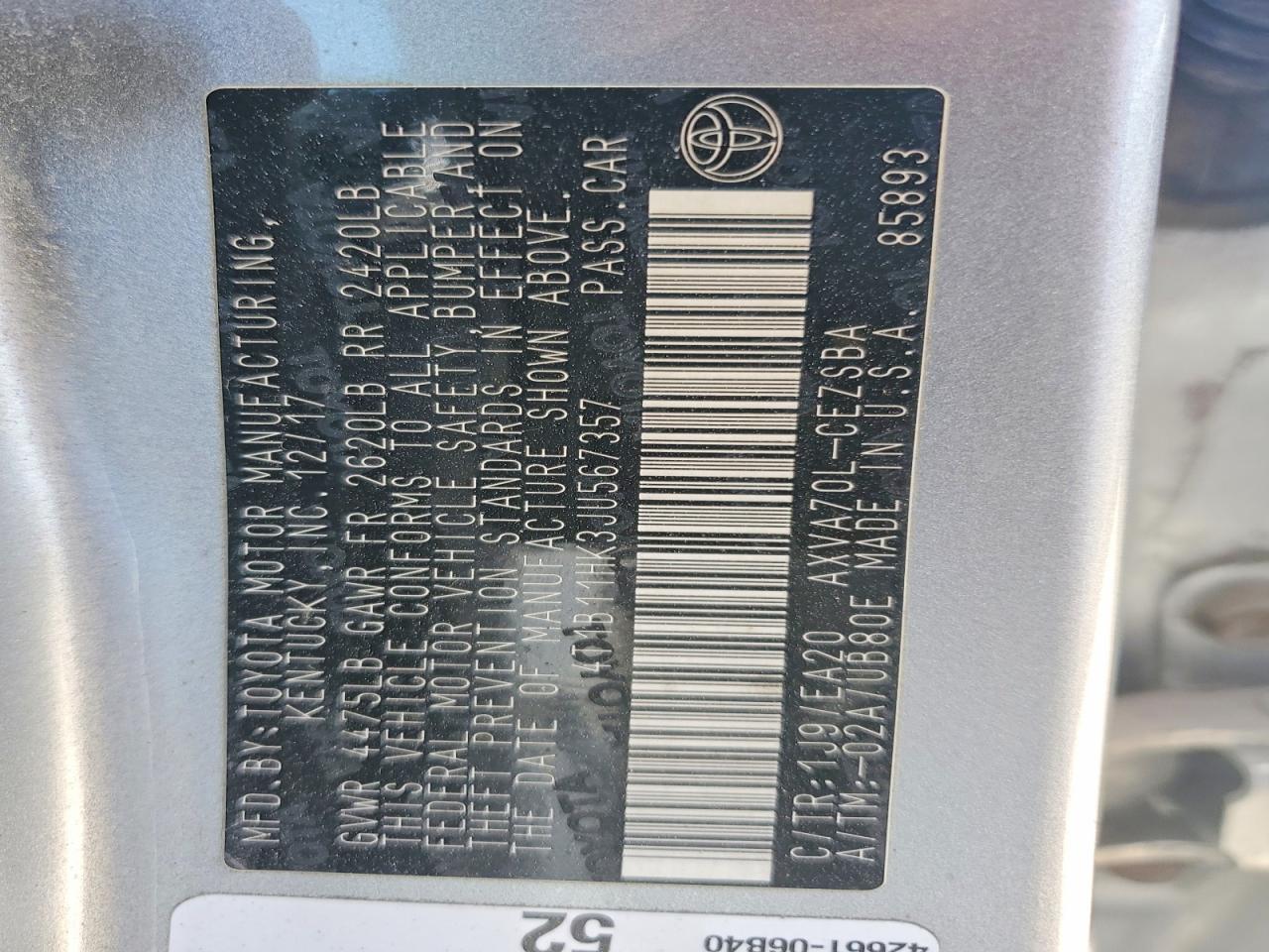 2018 TOYOTA CAMRY