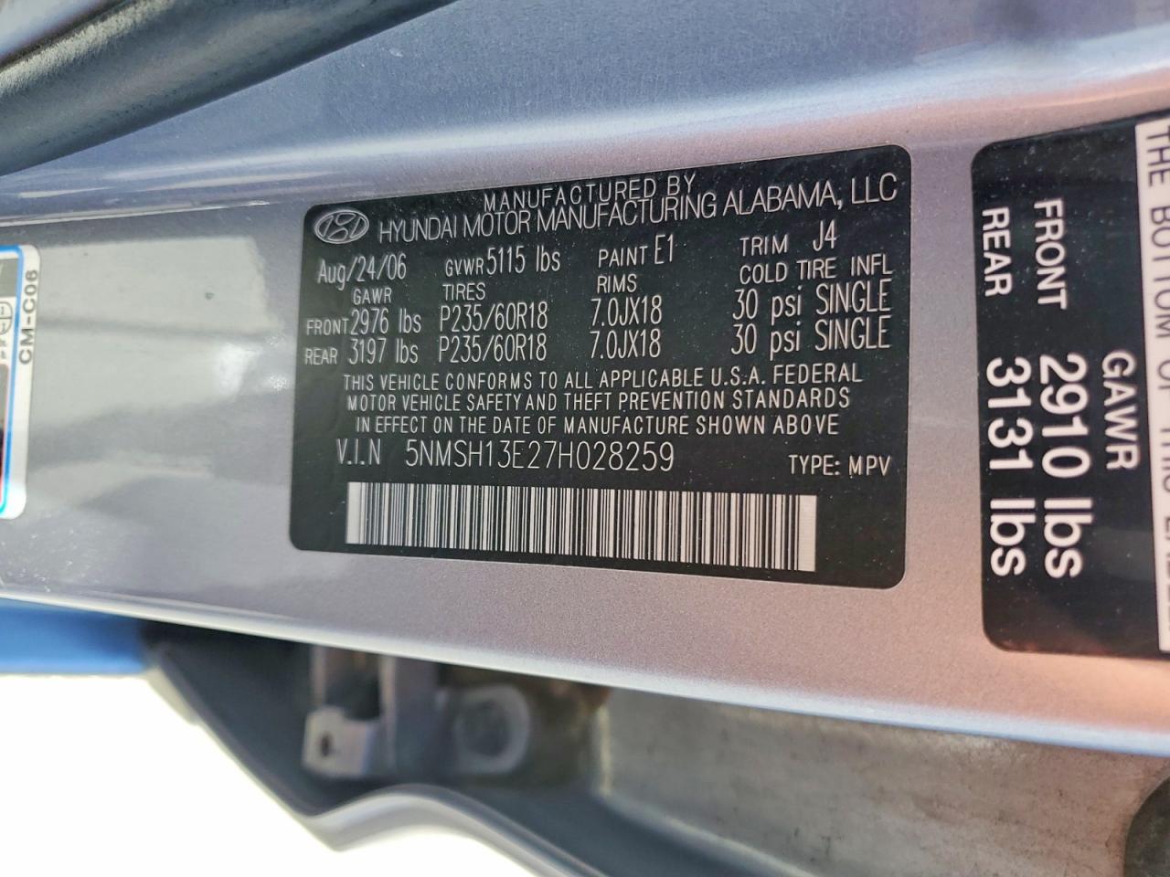 2007 HYUNDAI SANTA FE